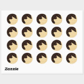 Sticker Rond Motif de cône d'été Crème glacée Chocolat Scratate (Feuille)