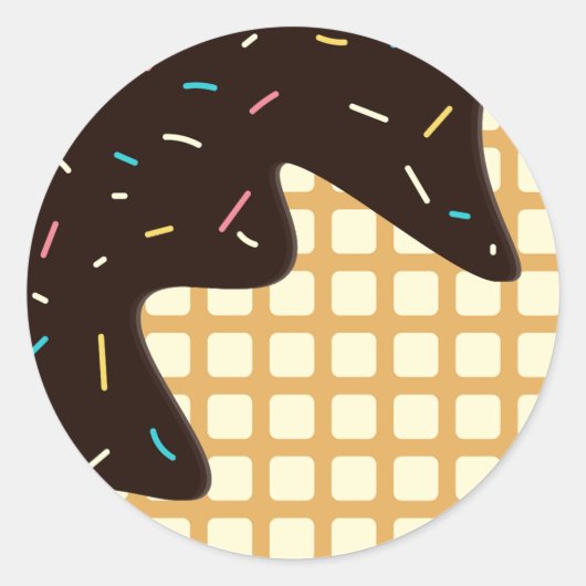 Sticker Rond Motif de cône d'été Crème glacée Chocolat Scratate (Devant)