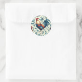 Sticker Rond Motif de coq de ferme Retro (Sac)