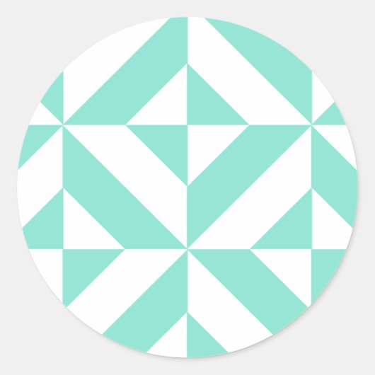 Sticker Rond Motif de cube géométrique vert Seafoam (Devant)