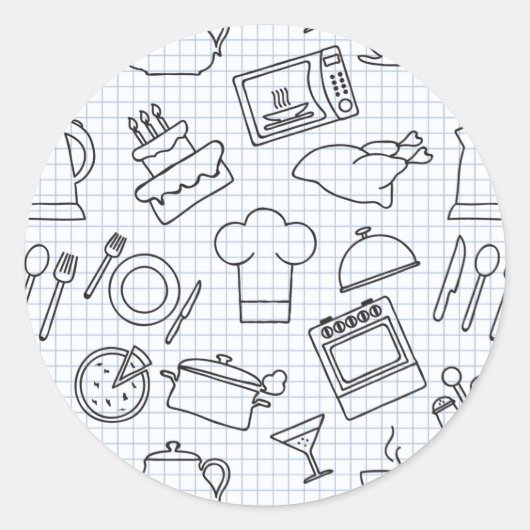 Sticker Rond Motif de cuisine 4 (Devant)