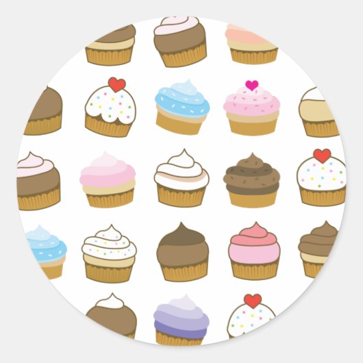 Sticker Rond motif de cupcake (Devant)