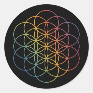 Sticker Rond Motif de dégradé de couleurs de l'arc-en-ciel Fleu