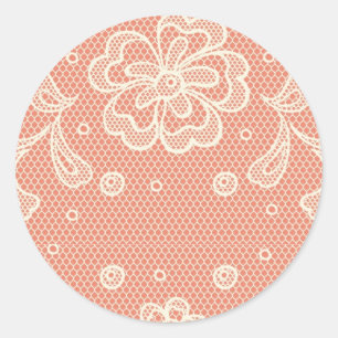 Sticker Rond Motif de dentelle, cru 4 de fleur