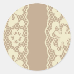 Sticker Rond Motif de dentelle, cru 7 de fleur