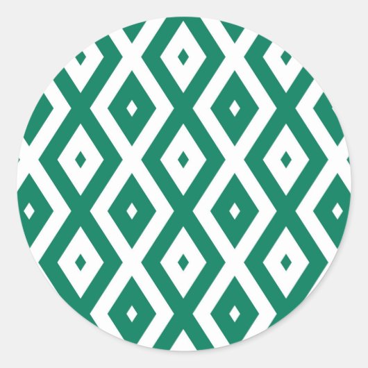 Sticker Rond Motif de diamant vert et blanc (Devant)