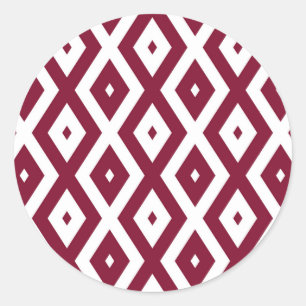 Sticker Rond Motif de diamants de Bourgogne et blanc