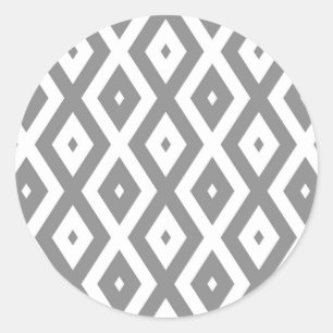 Sticker Rond Motif de diamants gris et blanc