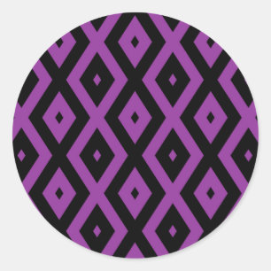 Sticker Rond Motif de diamants violet et noir