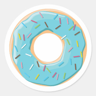 Sticker Rond Motif de Donuts Colorés Rétro pour une Fête Amusan