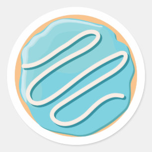 Sticker Rond Motif de Donuts Colorés Rétro pour une Fête Amusan