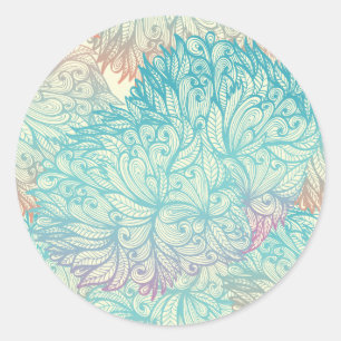 Sticker Rond Motif de doodle Floral Multicolor