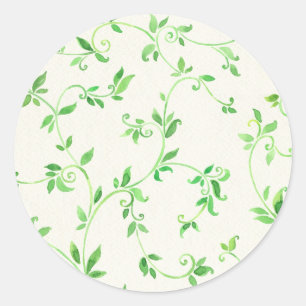 Sticker Rond Motif de feuille d'aquarelle