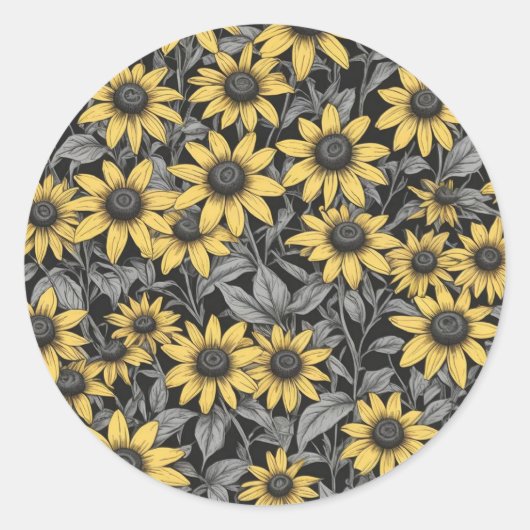 Sticker Rond Motif de fleur Suzanne jaune à oeil noir (Devant)
