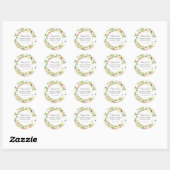 Sticker Rond Motif de fleurs d'aquarelle rose | MERCI (Feuille)