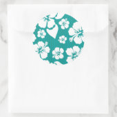 Sticker Rond Motif de fleurs d'Hibiscus hawaïen (Sac)
