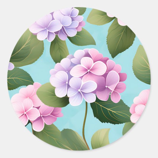 Sticker Rond Motif de fleurs d'Hydrangea (Devant)