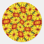 Sticker Rond Motif de fleurs d'or (Devant)