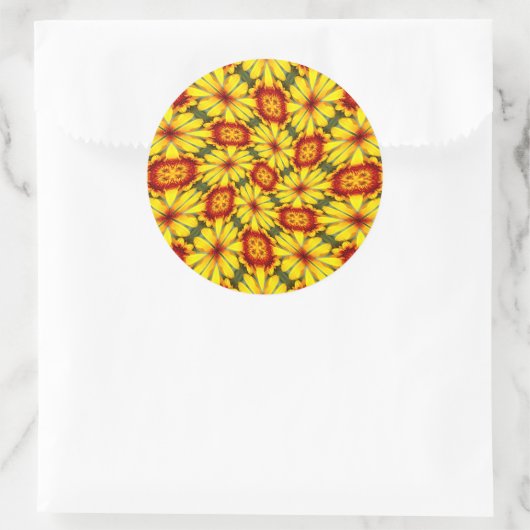 Sticker Rond Motif de fleurs d'or (Sac)