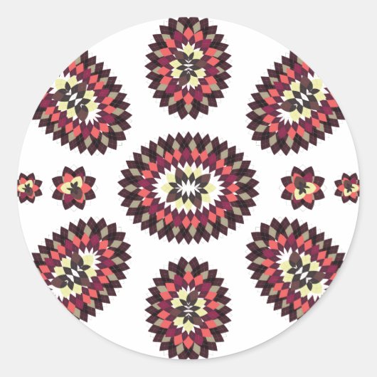 Sticker Rond Motif de fleurs Mandala (Devant)