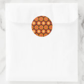 Sticker Rond Motif de fleurs orange bohème hippie rétro groovy (Sac)