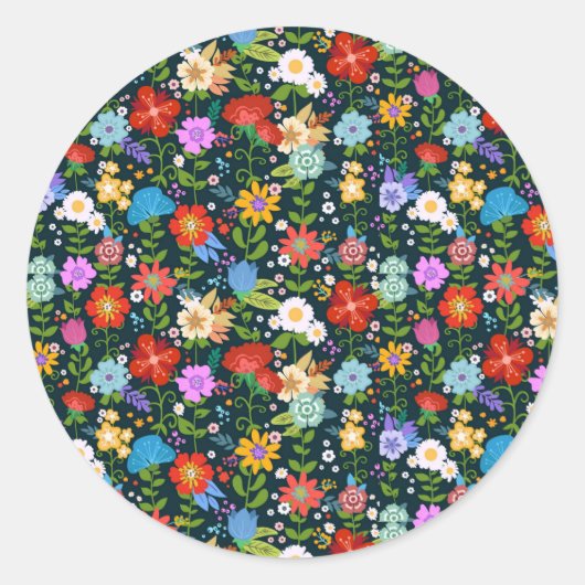Sticker Rond Motif de fleurs sans soudure Ditsy-13554 (Devant)