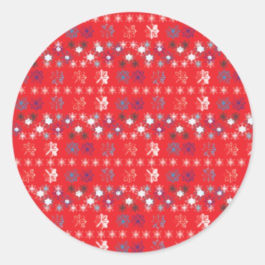 Sticker Rond Motif de flocon de neige moderne Red Christmas (Devant)