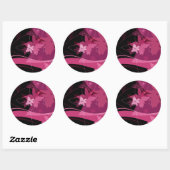 Sticker Rond Motif de floraison magenta (Feuille)