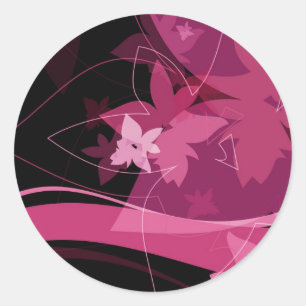 Sticker Rond Motif de floraison magenta