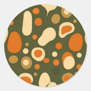 Sticker Rond Motif de formes organiques abstraites rétro