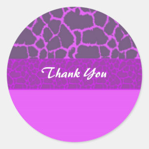 Sticker Rond Motif de fourrure de girafe violette Merci
