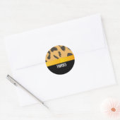 Sticker Rond Motif de fourrure de léopard Merci (Enveloppe)