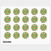Sticker Rond Motif de fraises (Feuille)