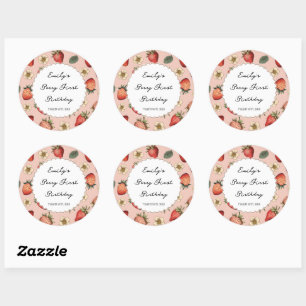 Sticker Rond Motif de fraises Vintage