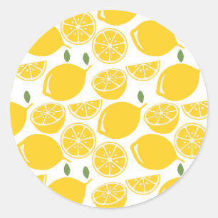 Sticker Rond Motif de fruits de citron jaune