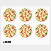 Sticker Rond Motif de fruits de mer (Feuille)