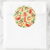 Sticker Rond Motif de fruits de mer (Sac)