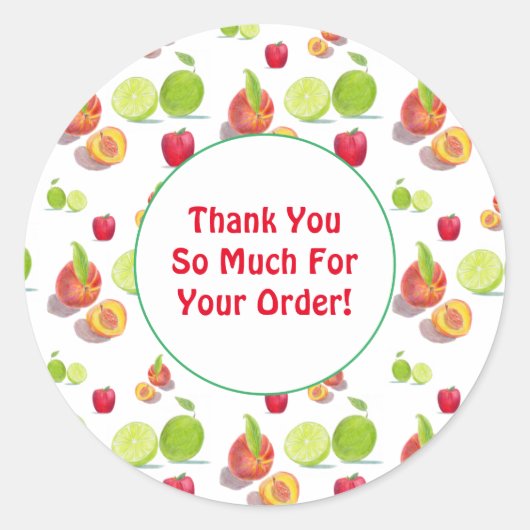 Sticker Rond Motif de fruits Merci pour votre commande (Devant)