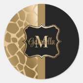 Sticker Rond Motif de girafe noire et dorée (Devant)