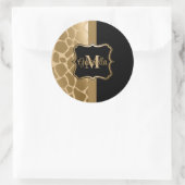 Sticker Rond Motif de girafe noire et dorée (Sac)