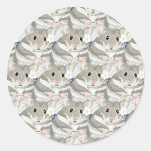 Sticker Rond Motif de hamster gris (Devant)