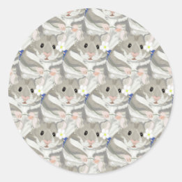 Sticker Rond Motif de hamster gris