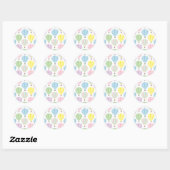 Sticker Rond Motif de Hot Air Balloon Pastel (Feuille)