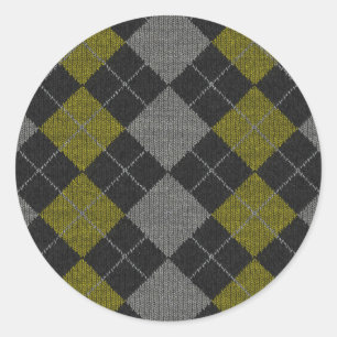 Sticker Rond Motif de Jacquard Knit jaune et gris