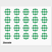 Sticker Rond Motif de Jacquard vert et blanc (Feuille)