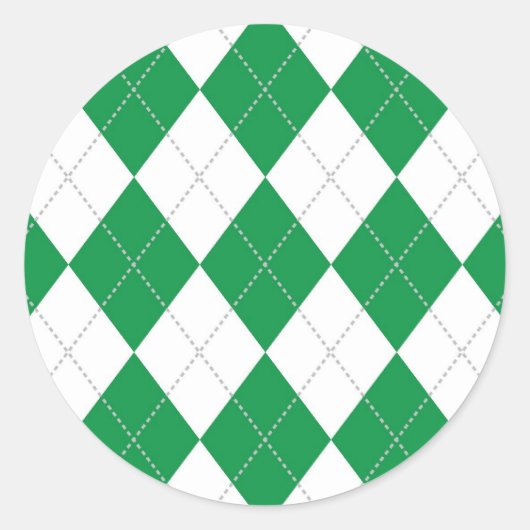 Sticker Rond Motif de Jacquard vert et blanc (Devant)