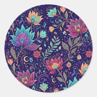 Sticker Rond Motif de jardin céleste enchanté