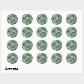 Sticker Rond Motif de jeton vert Turquoise rose (Feuille)