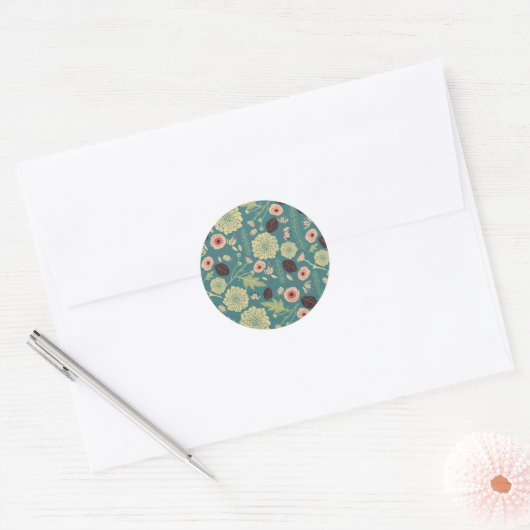 Sticker Rond Motif de jeton vert Turquoise rose (Enveloppe)