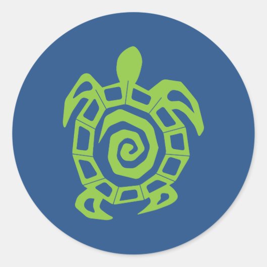 Sticker Rond Motif de la tortue verte (Devant)